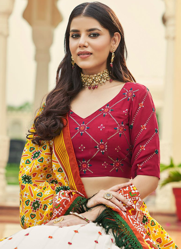 Grateful White Georgette Sequence Thread Work Lehenga Choli